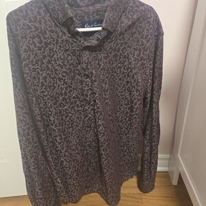 Robert Graham Purple Patterned Men's Shirt Fit L/xl